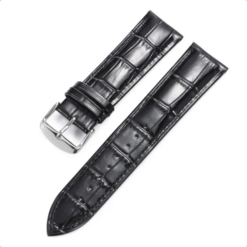 Pulseira para Relógio em Couro Bovino – Design Clássico, Vários Tamanhos (12mm–22mm)