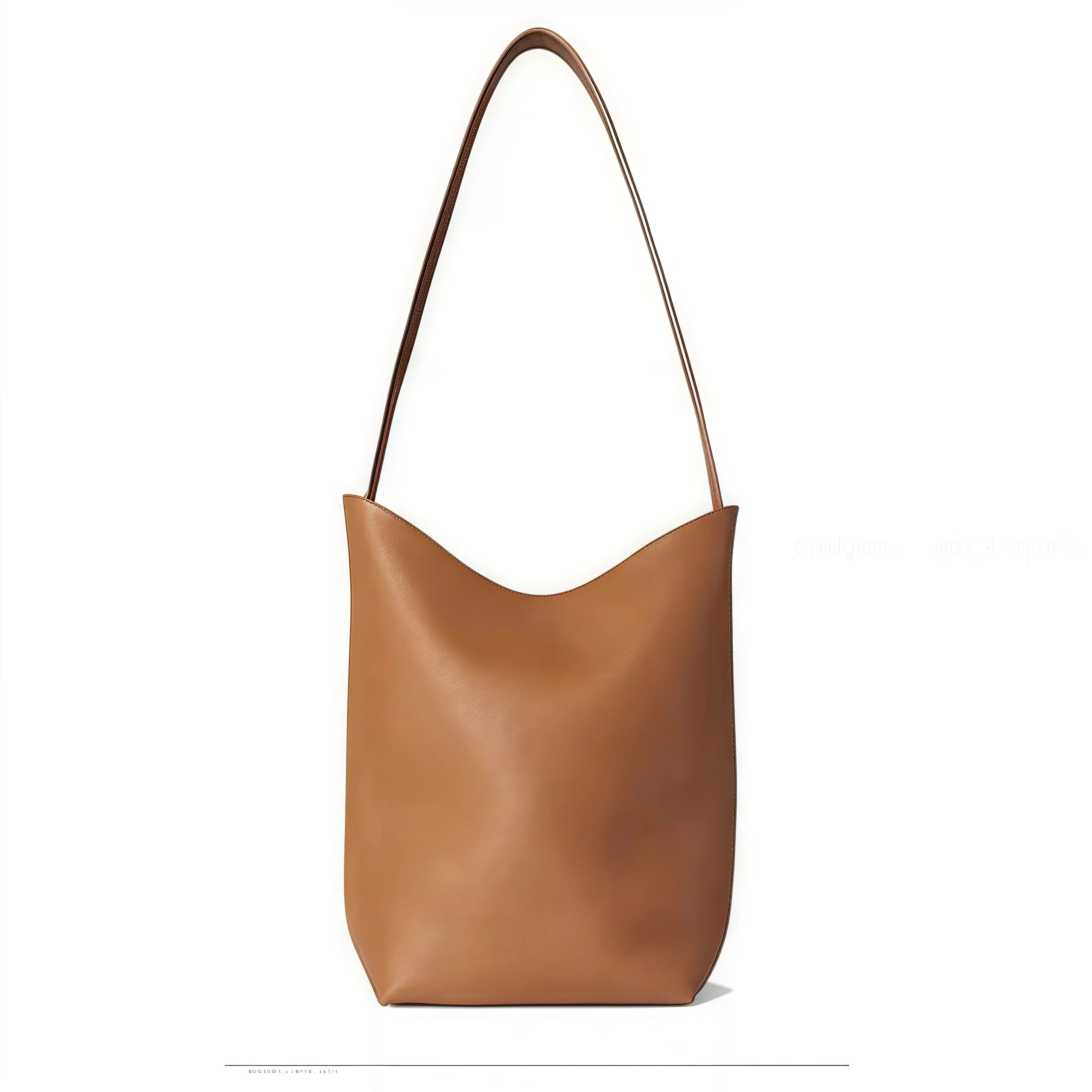 Bolsa Feminina Bucket em Couro – Bolsa Tote Estruturada Macia com Alça de Mão e Ombro, Estilo Minimalista de Luxo (Caramelo)