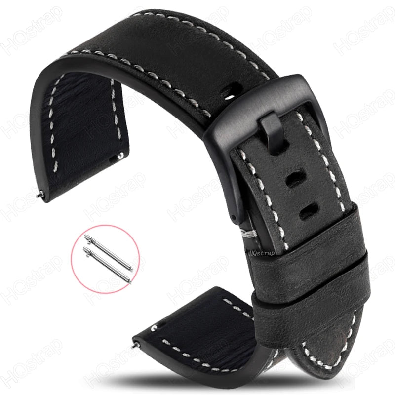 Pulseira para Relógio em Couro Impermeável com Liberação Rápida – 20mm e 22mm Pulseira Universal para Homens e Mulheres