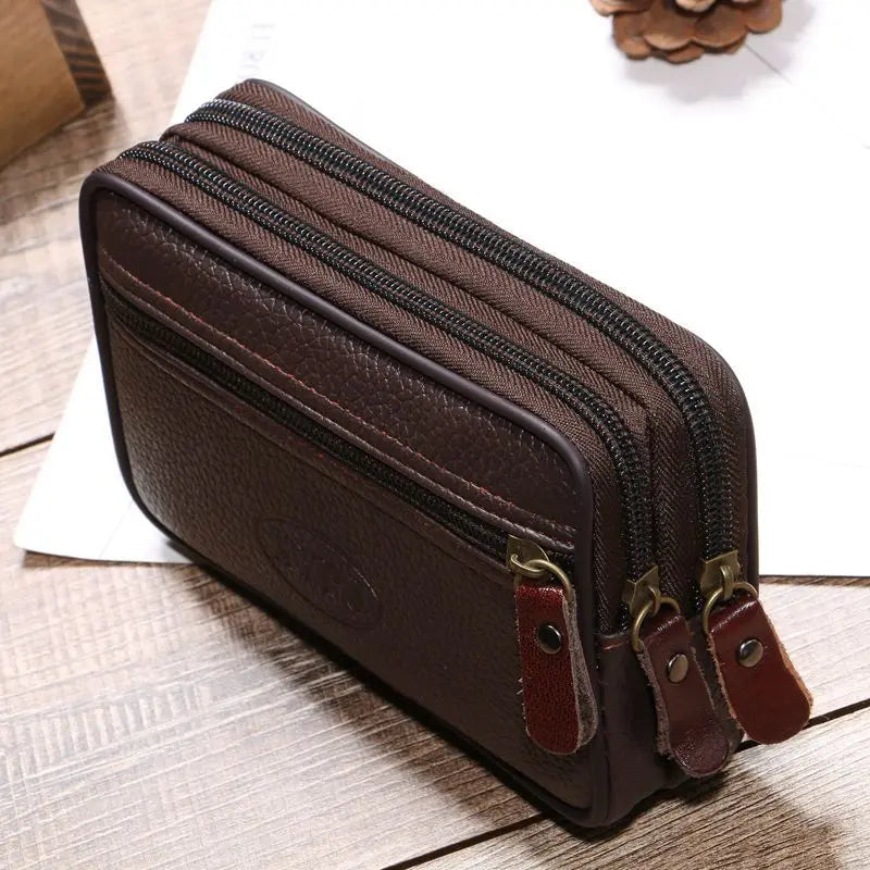 Pochete Masculina em Couro – Bolsa de Cintura Funcional para Viagem e Uso Diário