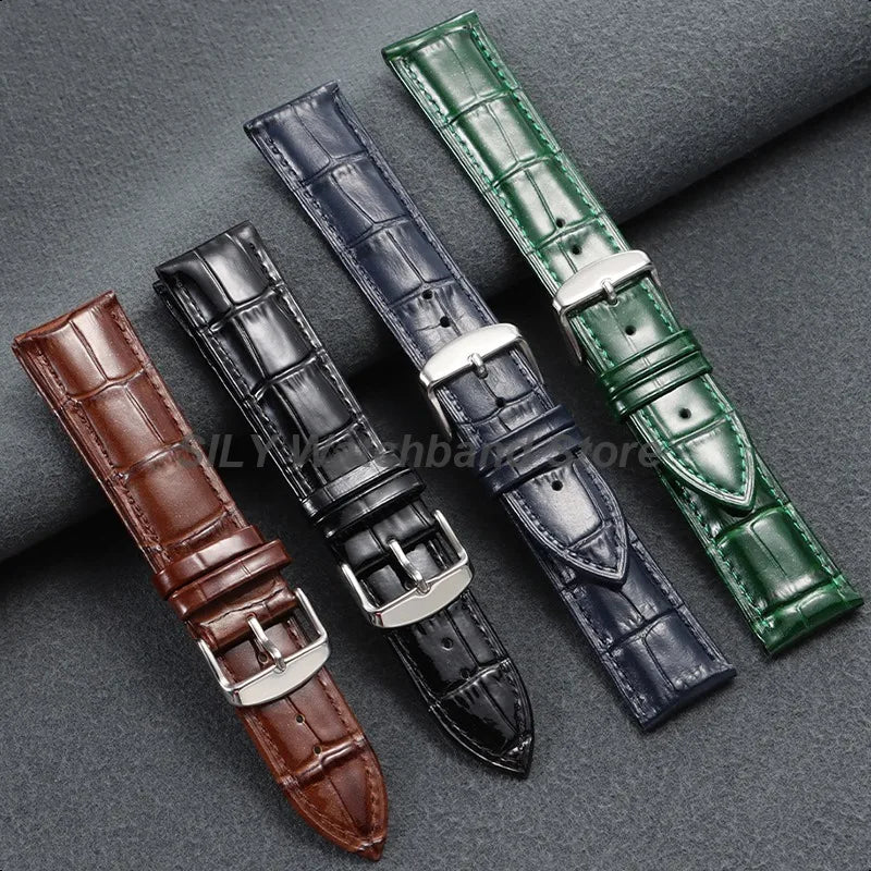 Pulseira para Relógio em Couro Bovino – Design Clássico, Vários Tamanhos (12mm–22mm)