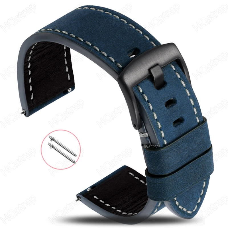 Pulseira para Relógio em Couro Impermeável com Liberação Rápida – 20mm e 22mm Pulseira Universal para Homens e Mulheres