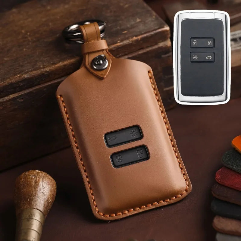 Capa de Couro para Chave Renault – Estojo Protetor Compatível com Austral, Kadjar, Clio, Megane, Captur, Arkana, Koleos, Zoe e Scenic