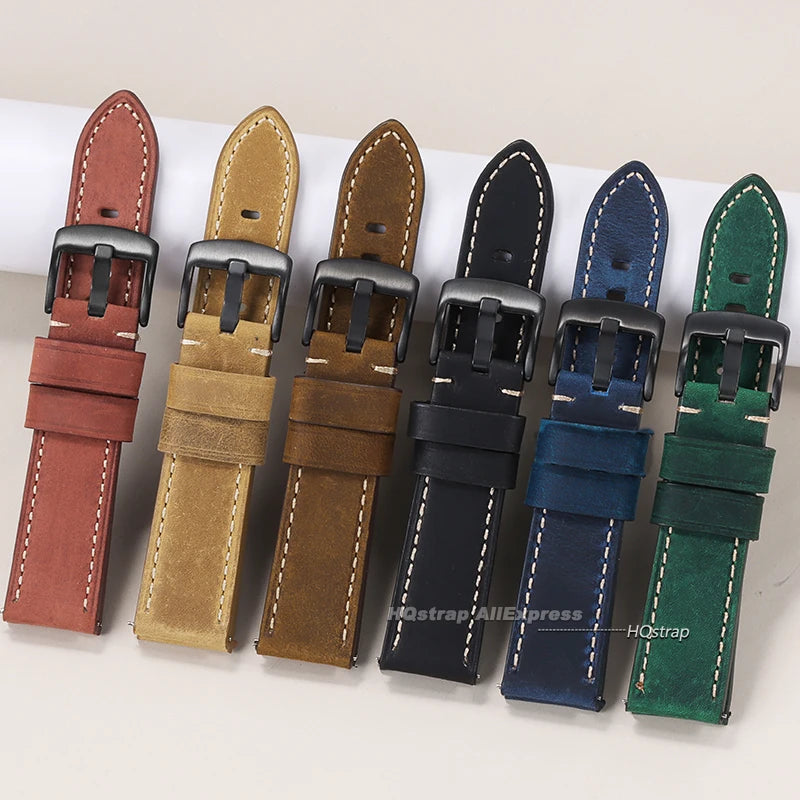 Pulseira para Relógio em Couro Impermeável com Liberação Rápida – 20mm e 22mm Pulseira Universal para Homens e Mulheres