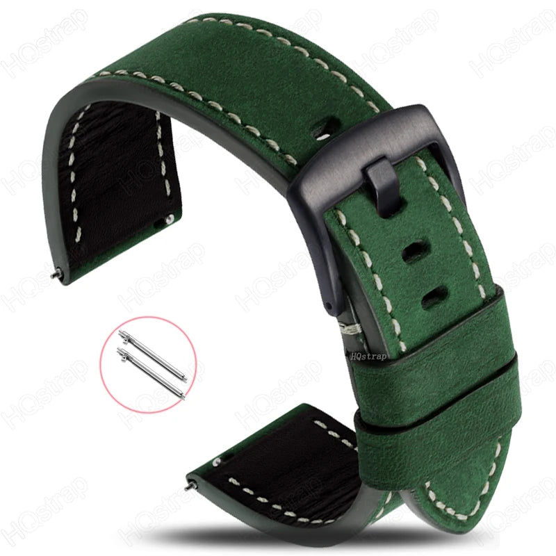 Pulseira para Relógio em Couro Impermeável com Liberação Rápida – 20mm e 22mm Pulseira Universal para Homens e Mulheres