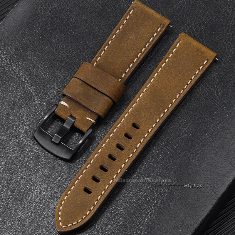 Pulseira para Relógio em Couro Impermeável com Liberação Rápida – 20mm e 22mm Pulseira Universal para Homens e Mulheres