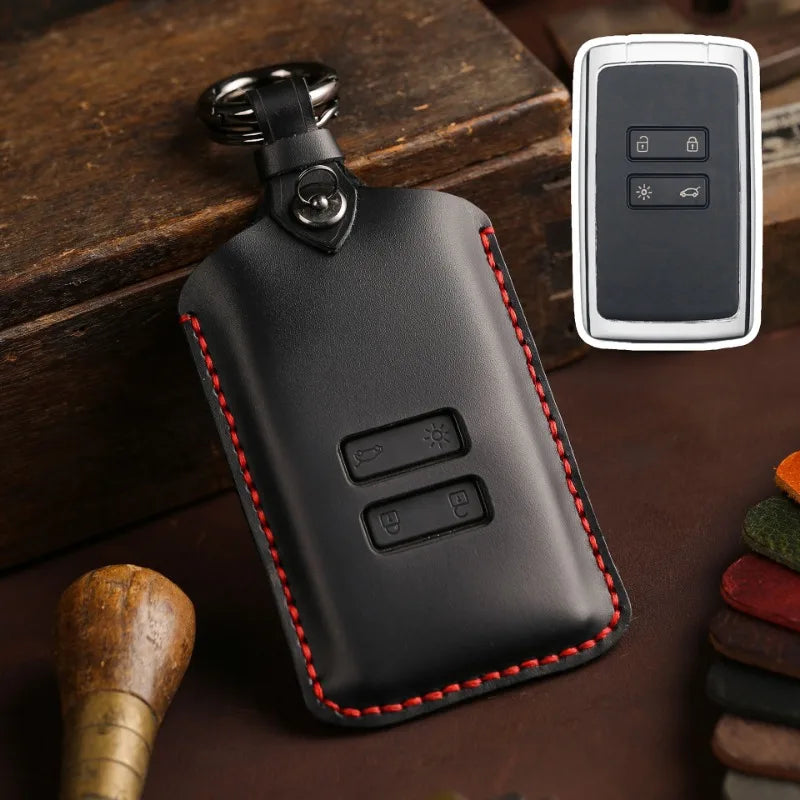 Capa de Couro para Chave Renault – Estojo Protetor Compatível com Austral, Kadjar, Clio, Megane, Captur, Arkana, Koleos, Zoe e Scenic
