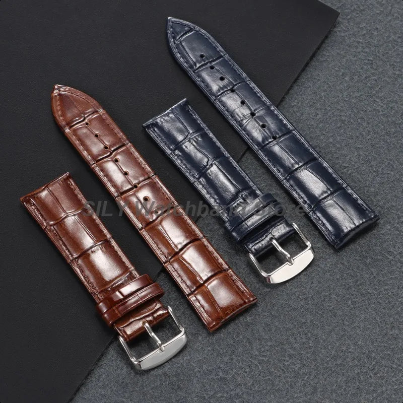 Pulseira para Relógio em Couro Bovino – Design Clássico, Vários Tamanhos (12mm–22mm)